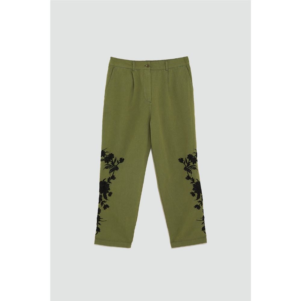 NWOT Zara Boho US 8 Embroidered Chino Pants - Picture 6 of 6